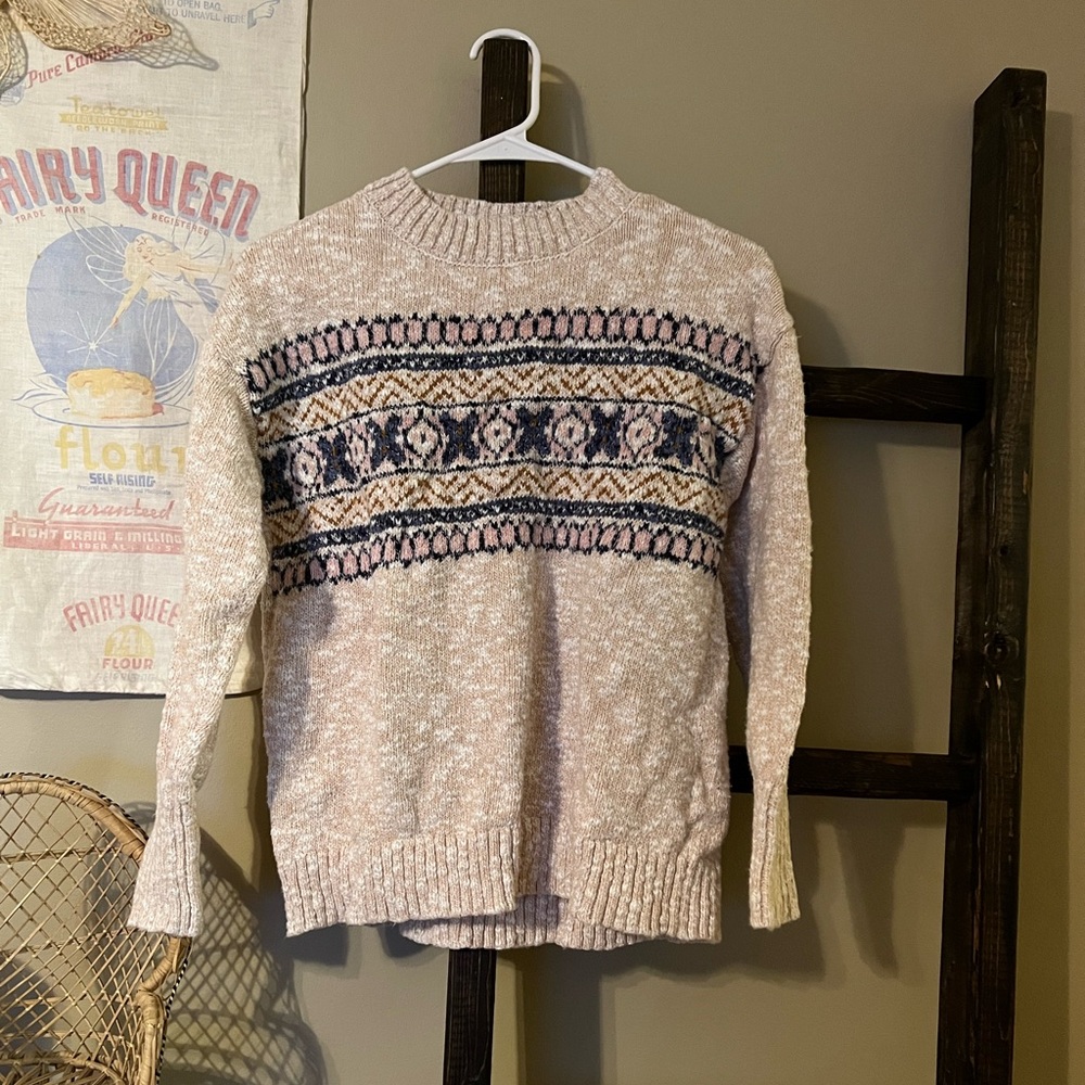 LL Bean Cotton Rag Fair Isle Sweater